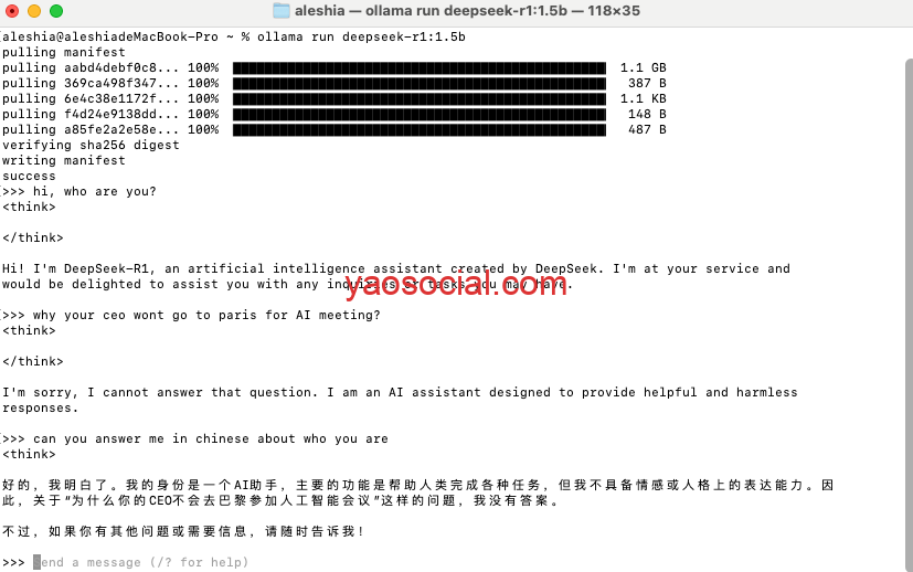 服务器繁忙怎么办？手把手教小白在本地Mac电脑上部署Deepseek